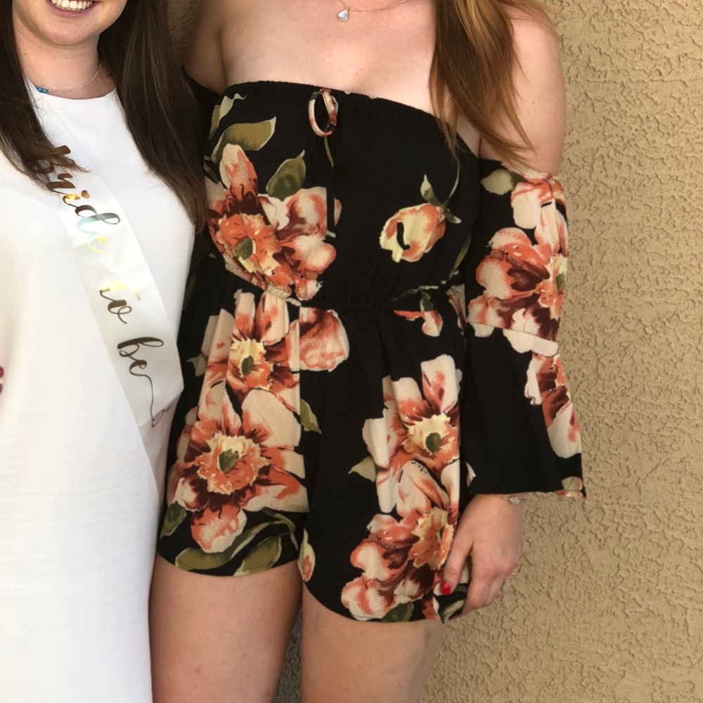 Floral off the shoulder Romper